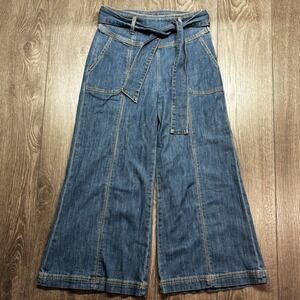 Pilcro The Letterpress Belted Flare Jeans Womens 26 Blue 28" x 25" Bell Bottom
